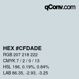 Color code: HEX #CFDADE | qconv.com