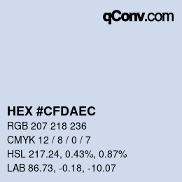 Color code: HEX #CFDAEC | qconv.com