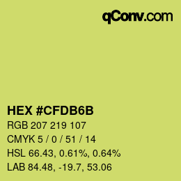 Color code: HEX #CFDB6B | qconv.com