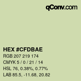 Color code: HEX #CFDBAE | qconv.com