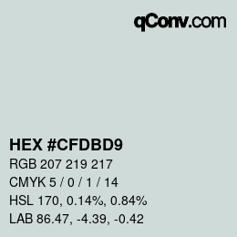 Color code: HEX #CFDBD9 | qconv.com