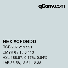 カラーコード: HEX #CFDBDD | qconv.com