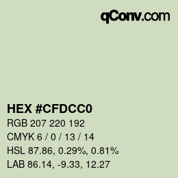 Color code: HEX #CFDCC0 | qconv.com