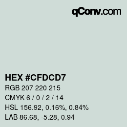 カラーコード: HEX #CFDCD7 | qconv.com