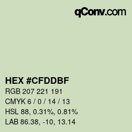 カラーコード: HEX #CFDDBF | qconv.com