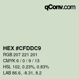 カラーコード: HEX #CFDDC9 | qconv.com