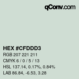 Color code: HEX #CFDDD3 | qconv.com