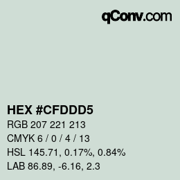 Color code: HEX #CFDDD5 | qconv.com
