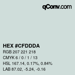 Color code: HEX #CFDDDA | qconv.com