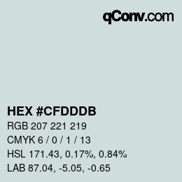カラーコード: HEX #CFDDDB | qconv.com