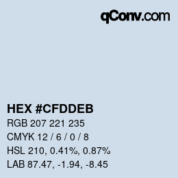 Color code: HEX #CFDDEB | qconv.com