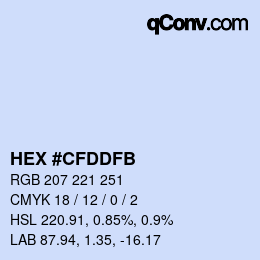 Color code: HEX #CFDDFB | qconv.com