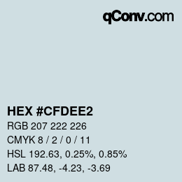 Color code: HEX #CFDEE2 | qconv.com