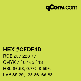 Color code: HEX #CFDF4D | qconv.com