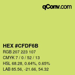 Color code: HEX #CFDF6B | qconv.com