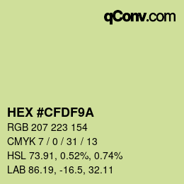 カラーコード: HEX #CFDF9A | qconv.com