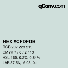 颜色代码: HEX #CFDFDB | qconv.com