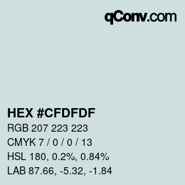 Color code: HEX #CFDFDF | qconv.com