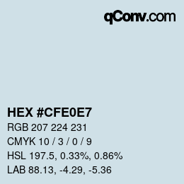 Color code: HEX #CFE0E7 | qconv.com