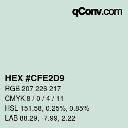 カラーコード: HEX #CFE2D9 | qconv.com