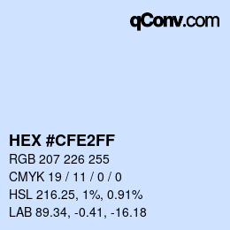 Color code: HEX #CFE2FF | qconv.com