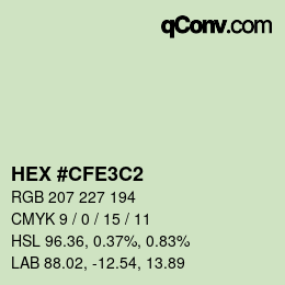 Color code: HEX #CFE3C2 | qconv.com