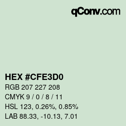 Color code: HEX #CFE3D0 | qconv.com