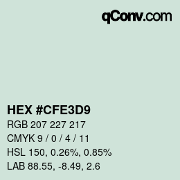 Color code: HEX #CFE3D9 | qconv.com
