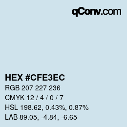 Color code: HEX #CFE3EC | qconv.com