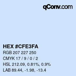 颜色代码: HEX #CFE3FA | qconv.com