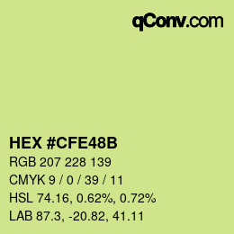Color code: HEX #CFE48B | qconv.com