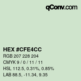 Color code: HEX #CFE4CC | qconv.com