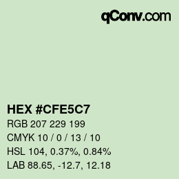 Farbcode: HEX #CFE5C7 | qconv.com