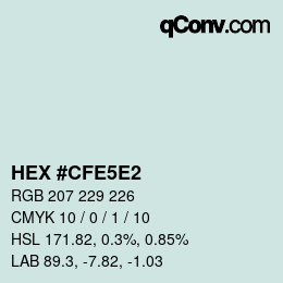 Farbcode: HEX #CFE5E2 | qconv.com