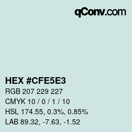 Farbcode: HEX #CFE5E3 | qconv.com