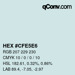 Farbcode: HEX #CFE5E6 | qconv.com