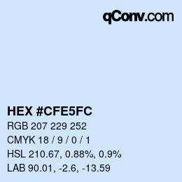 Color code: HEX #CFE5FC | qconv.com