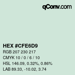 Color code: HEX #CFE6D9 | qconv.com