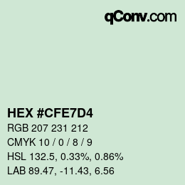カラーコード: HEX #CFE7D4 | qconv.com