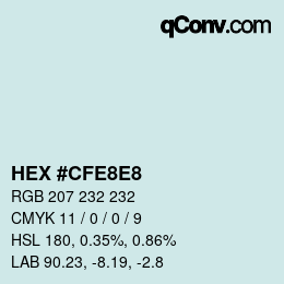 Color code: HEX #CFE8E8 | qconv.com