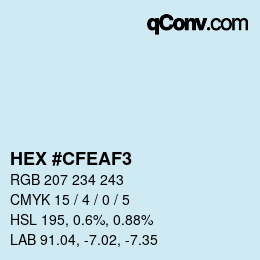 Color code: HEX #CFEAF3 | qconv.com