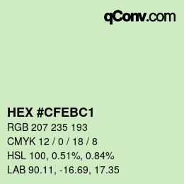 颜色代码: HEX #CFEBC1 | qconv.com