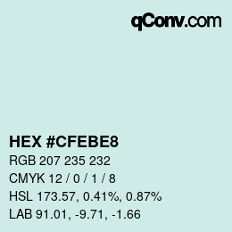 Color code: HEX #CFEBE8 | qconv.com