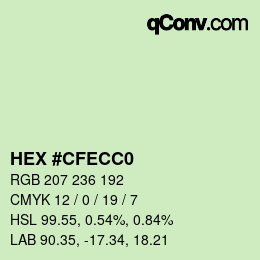 Color code: HEX #CFECC0 | qconv.com