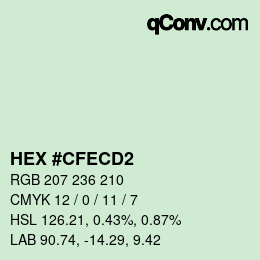 Color code: HEX #CFECD2 | qconv.com