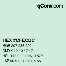 Color code: HEX #CFECDC | qconv.com