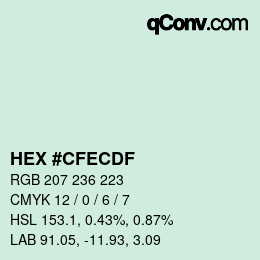 Color code: HEX #CFECDF | qconv.com