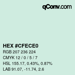 Color code: HEX #CFECE0 | qconv.com
