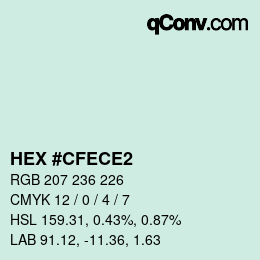 カラーコード: HEX #CFECE2 | qconv.com