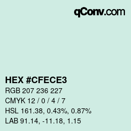 Color code: HEX #CFECE3 | qconv.com